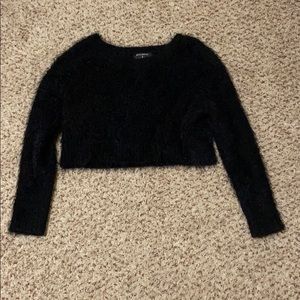 fuzzy black cropped sweater